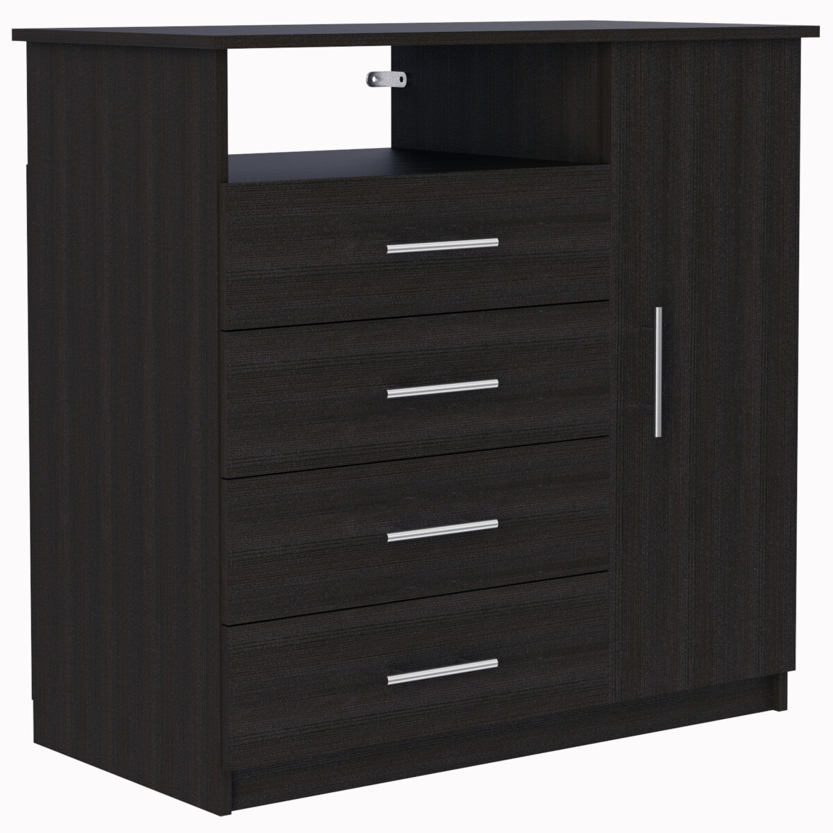 COMODA CAJONERA ARMABLE CON CUATRO CAJONES Y UNA PUERTA MODELO PERU COLOR CAFE