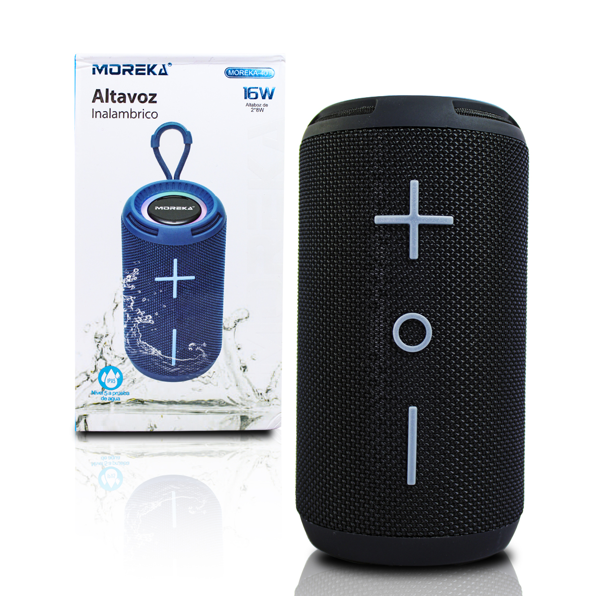 Bocina Portátil Potente Subwoofer Bluetooth Con Anillo Led Color Negro 