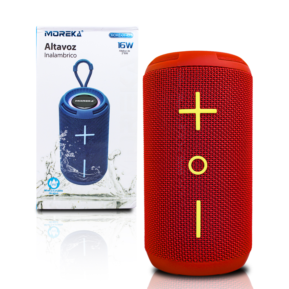 Bocina Portátil Potente Subwoofer Bluetooth Con Anillo Led Color Rojo