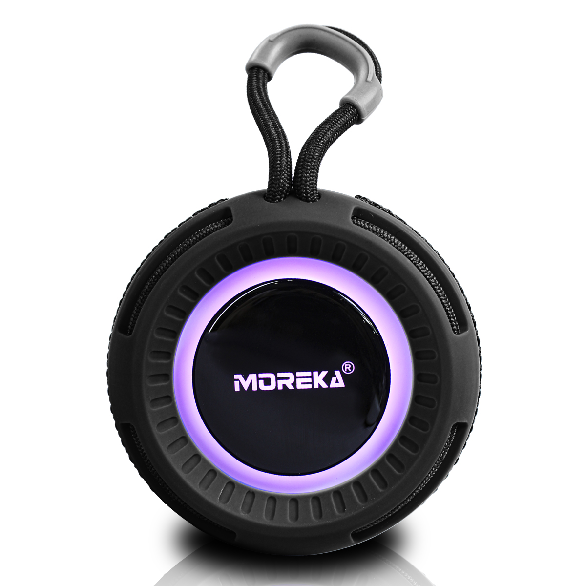 Bocina Portátil Potente Subwoofer Bluetooth Con Anillo Led Color Negro 