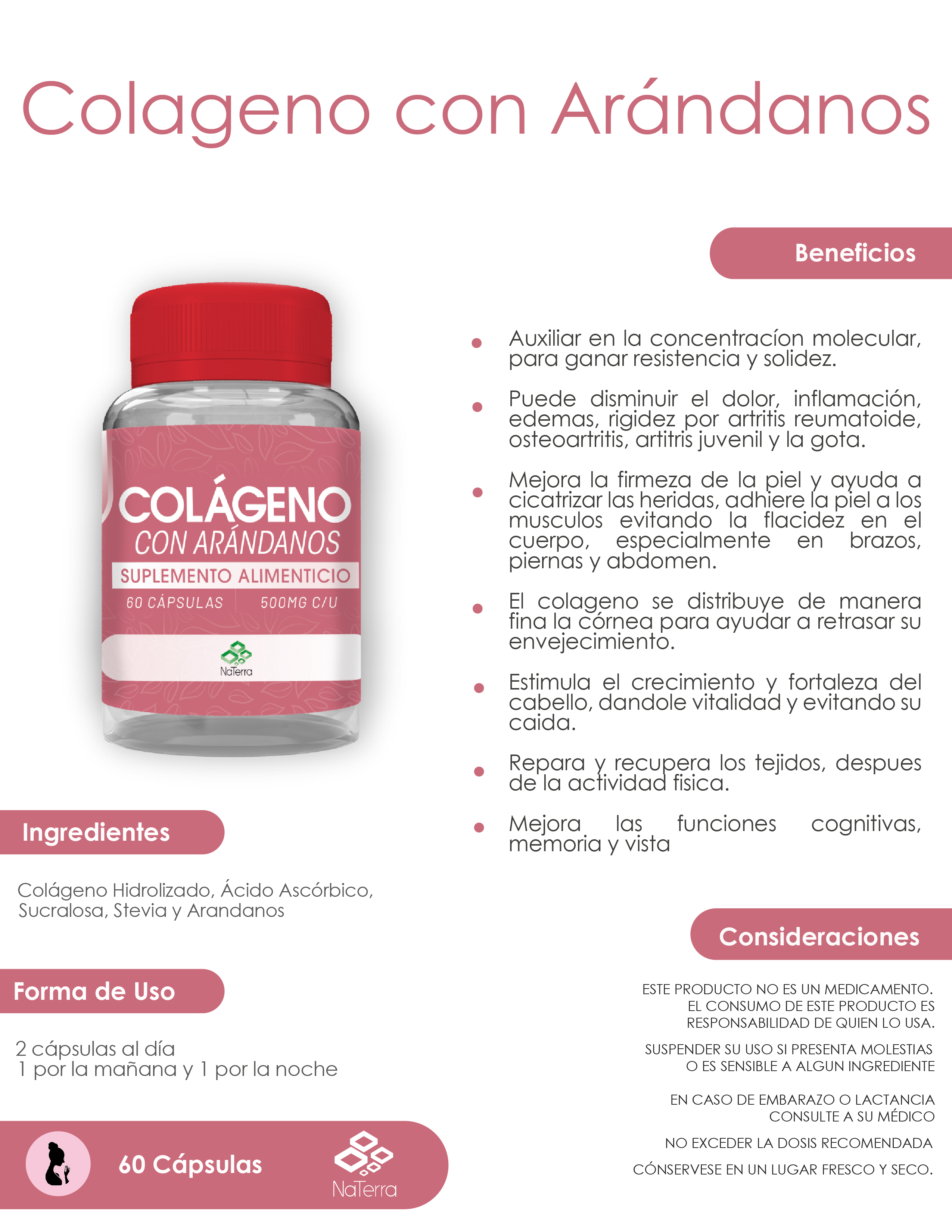 Colágeno con Arándanos NaTerra 60 Capsulas