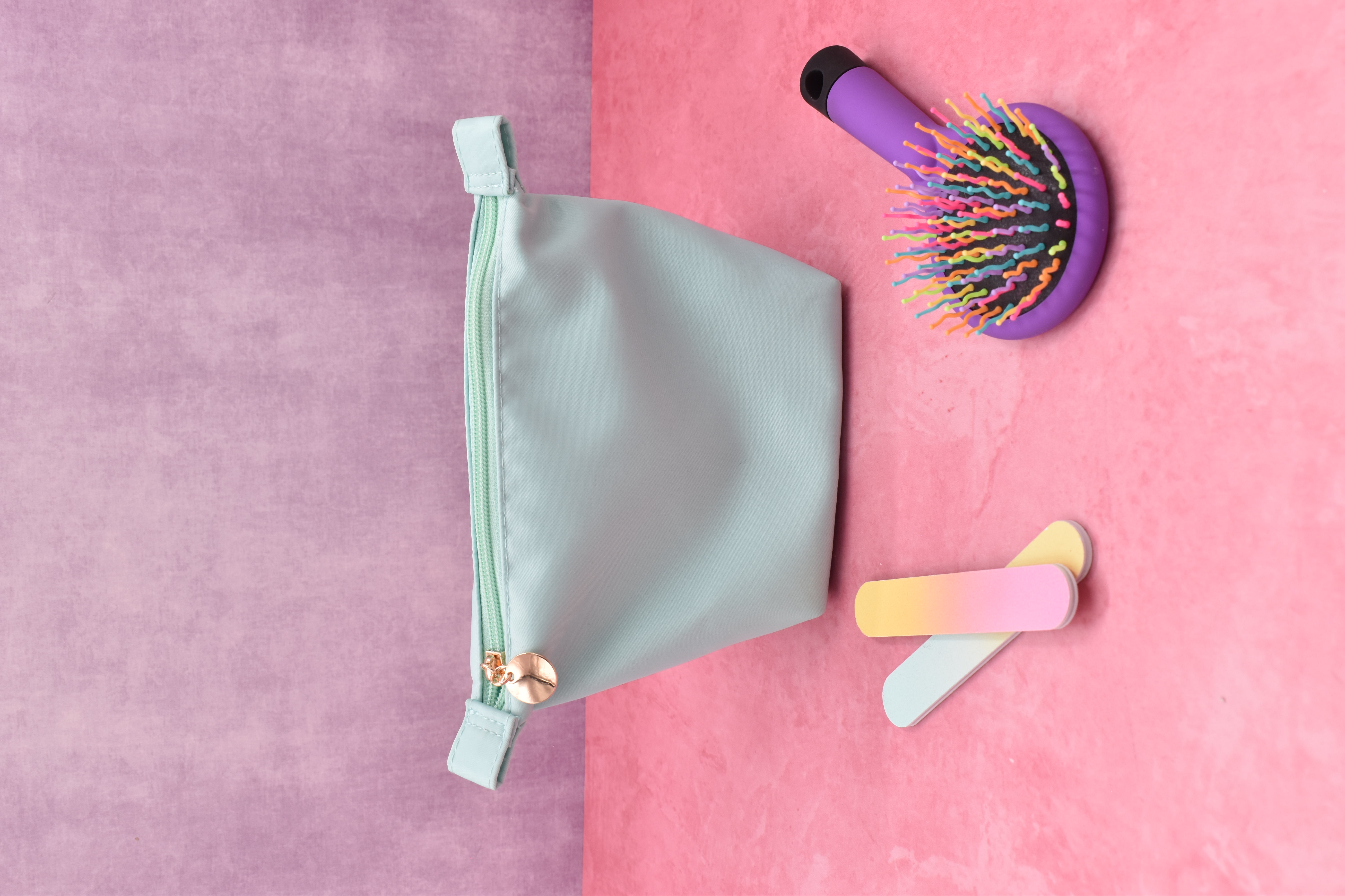 SAFIRIT, Cosmetiquera portátil de tela impermeable color azul 