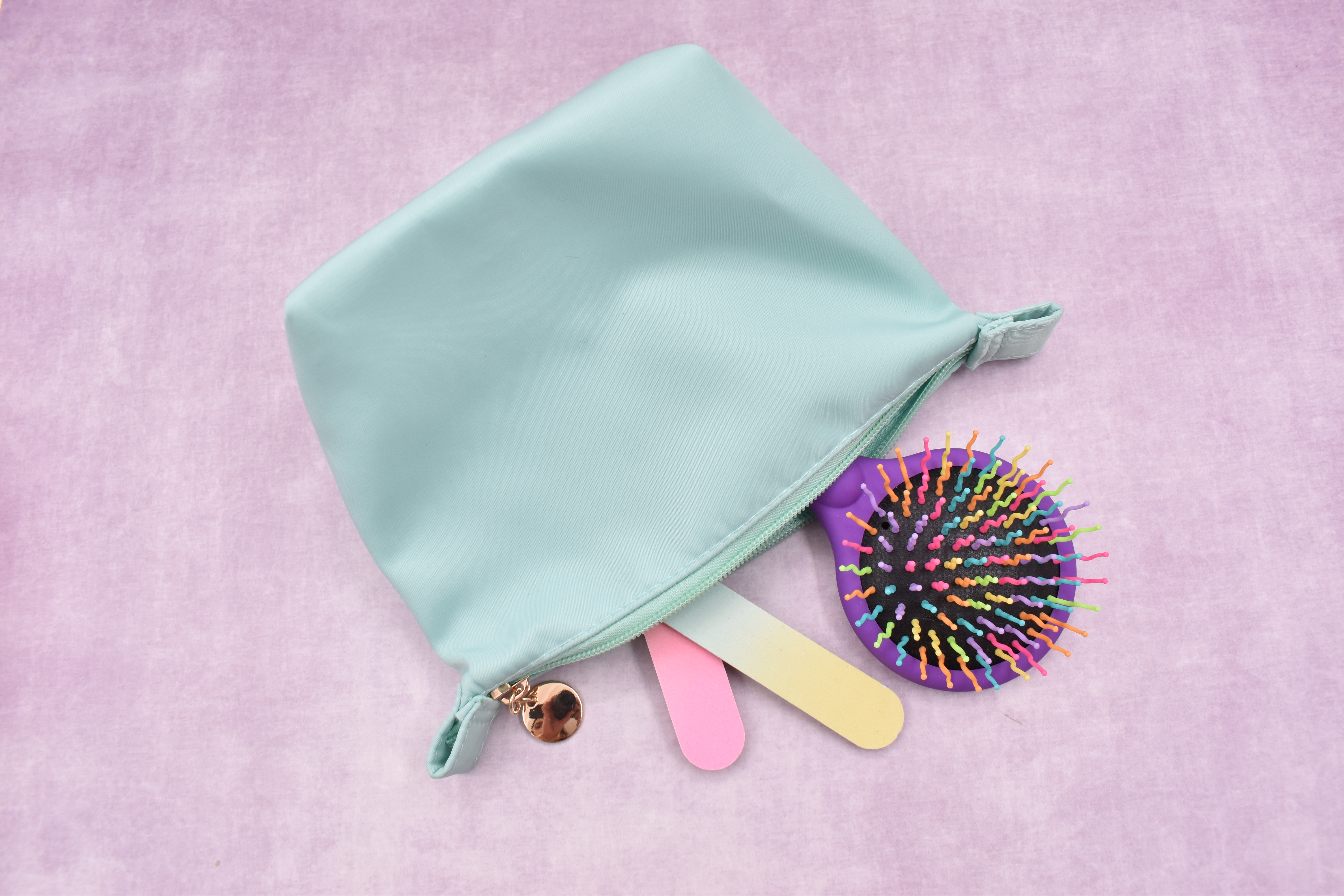 SAFIRIT, Cosmetiquera portátil de tela impermeable color azul 