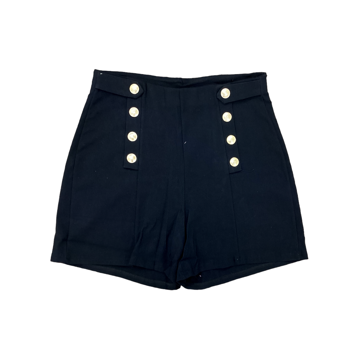 Short elástico con botones dorados/ gabardina larga/ NEGRO