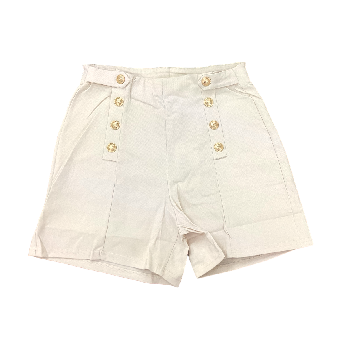 Short elástico con botones dorados/ gabardina larga/ BEIGE