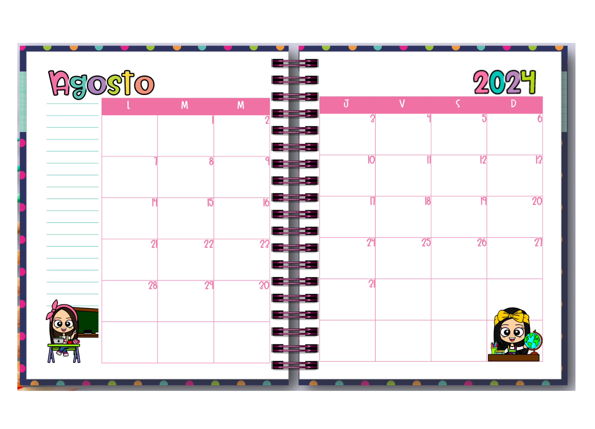 Agenda Docente 2024 - 2025 Animada Muñequita 01