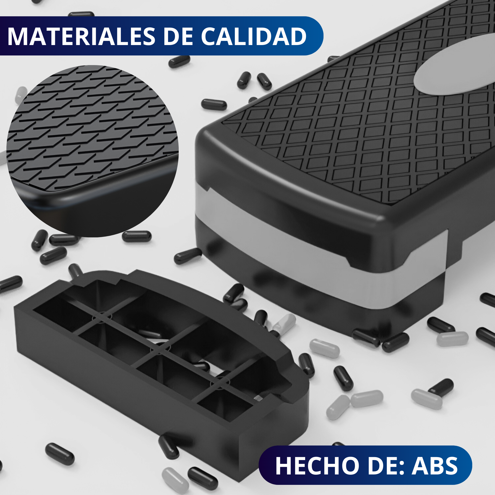 Banco Step Para Ejercicio Ecomlab Crossfit Fitness Ajustable Color Gris.