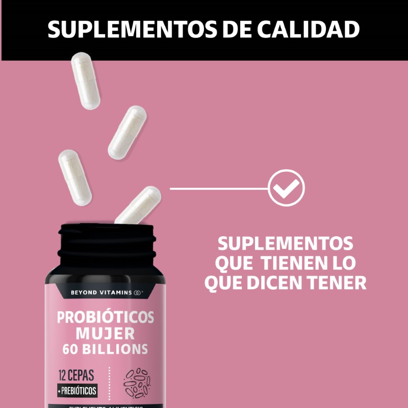 Suplemento Alimenticio Probioticos Mujer 60 Billion + Prebióticos Beyond Vitamins 60 cápsulas