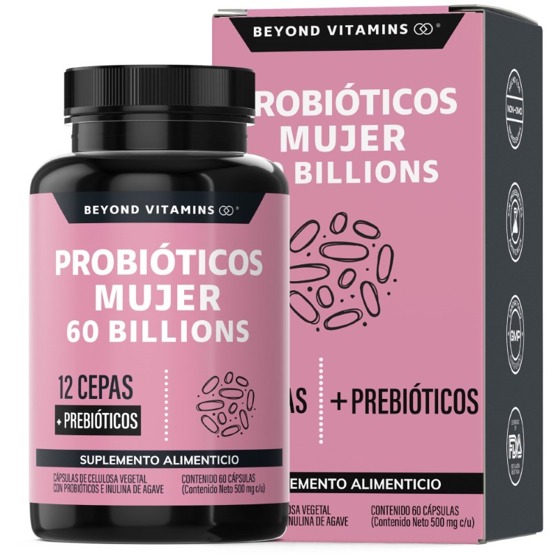 Suplemento Alimenticio Probioticos Mujer 60 Billion + Prebióticos Beyond Vitamins 60 cápsulas