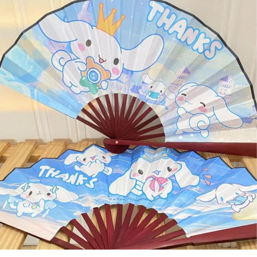  Abanico de  Madera Plegable resistente Kuromi SANRIO.