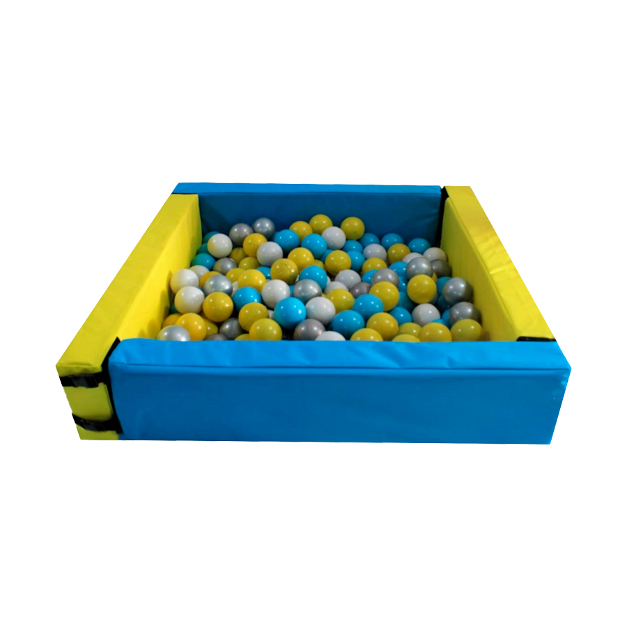 Alberca De Pelotas Cuadrada 120cm*30cm*10cm Color Amarillo Azul + 500 Pelotas DIDJIG Estimulación Temprana 