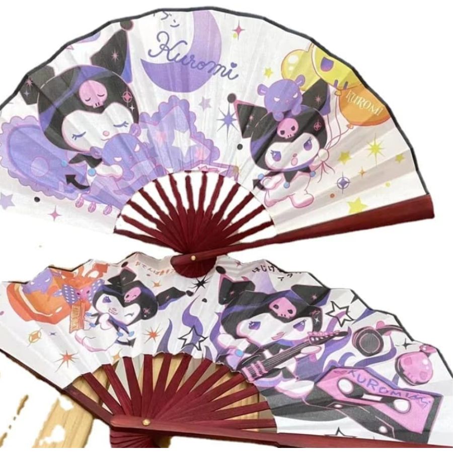  Abanico de  Madera Plegable resistente Kuromi SANRIO.