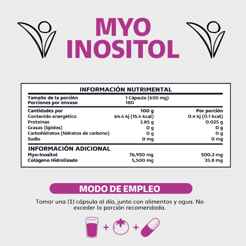 Suplemento Alimenticio MYO Inositol y Colágeno Hidrolizado Beyond Vitamins 180 cápsulas