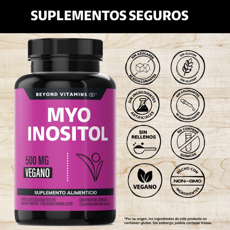 Suplemento Alimenticio MYO Inositol y Colágeno Hidrolizado Beyond Vitamins 180 cápsulas