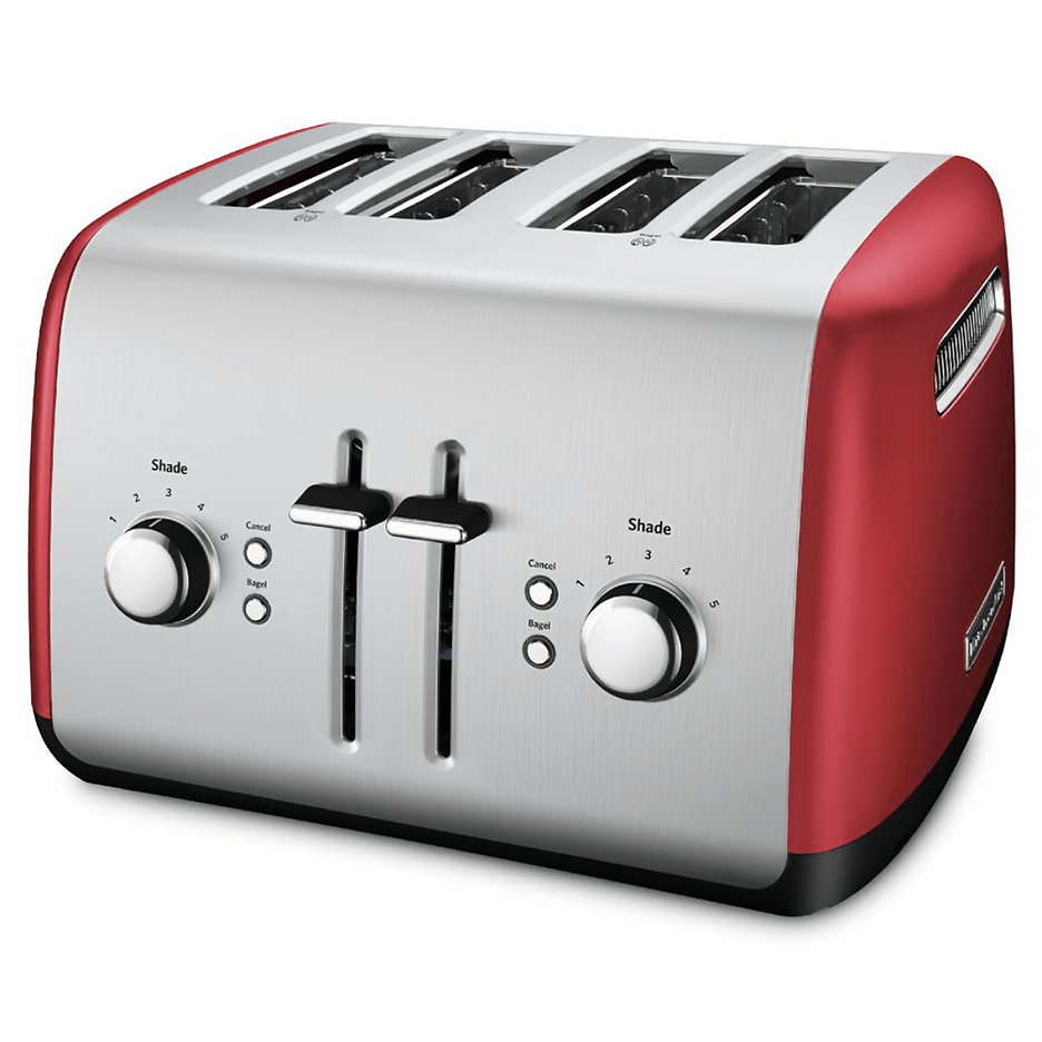 Tostador 4 Rebanadas Kitchenaid KMT4115ER Palanca de Elevación Manual Rojo.