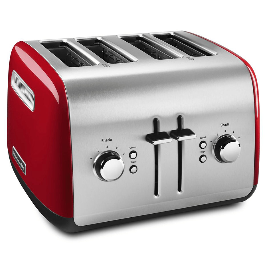 Tostador 4 Rebanadas Kitchenaid KMT4115ER Palanca de Elevación Manual Rojo.