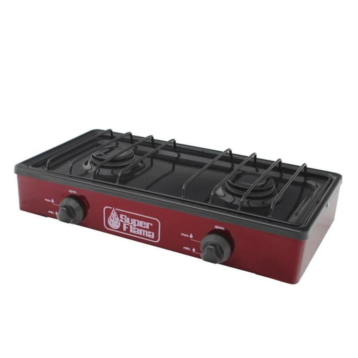 Parrilla de Gas Super Flama 2Q-CA-V 2 Quemadores / Cubierta de Acero Vino ALBY3