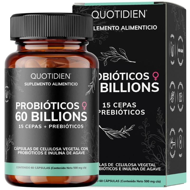 Suplemento Alimenticio Probioticos Mujer 60 Billion Inulina de Agave + Prebióticos Quotidien 60 cápsulas