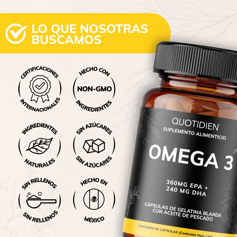 Suplemento Alimenticio Omega 3 Aceite de Pescado Quotidien 60 cápsulas