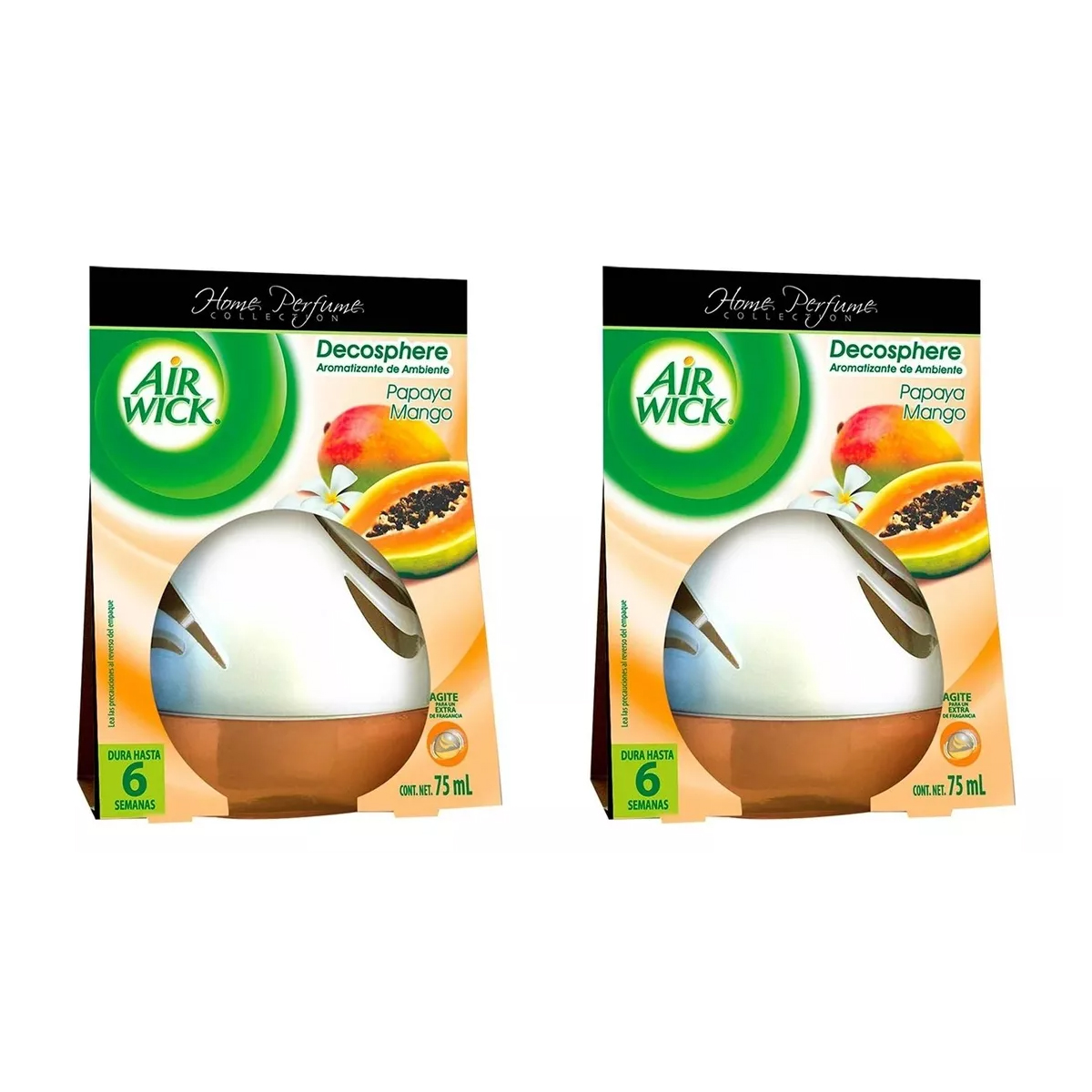 Aromatizante Air Wick Deco Sphere Papaya Mango 2 Pzs 75 ml