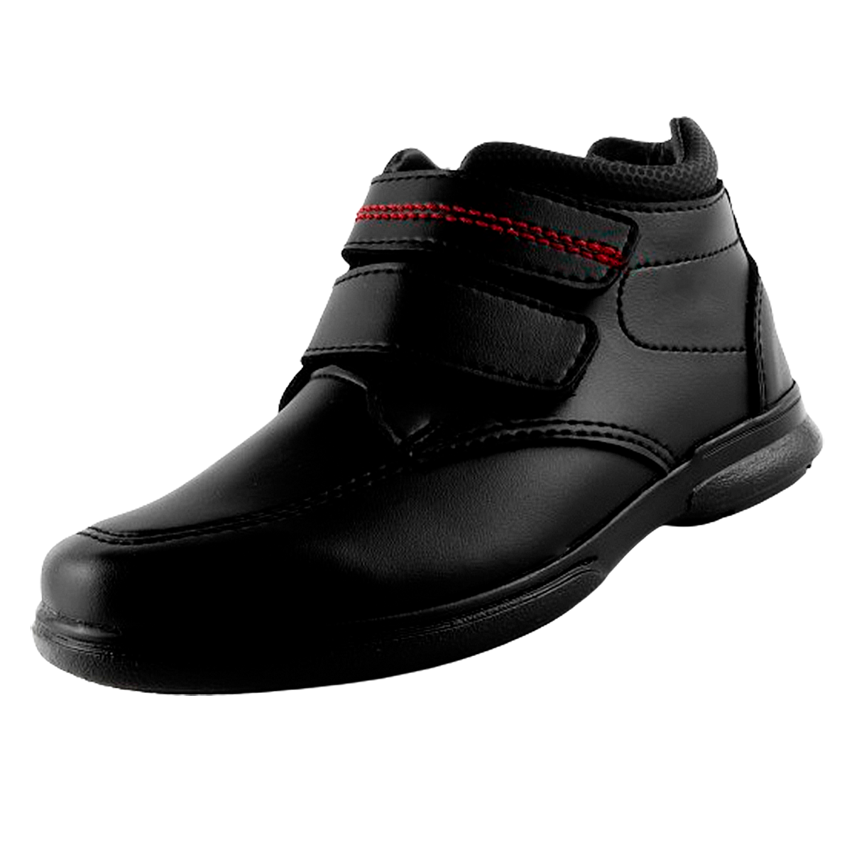Zapato Bota Negro Niño Escolar Cosido Arco Ortopédico Cómodo 4607-n