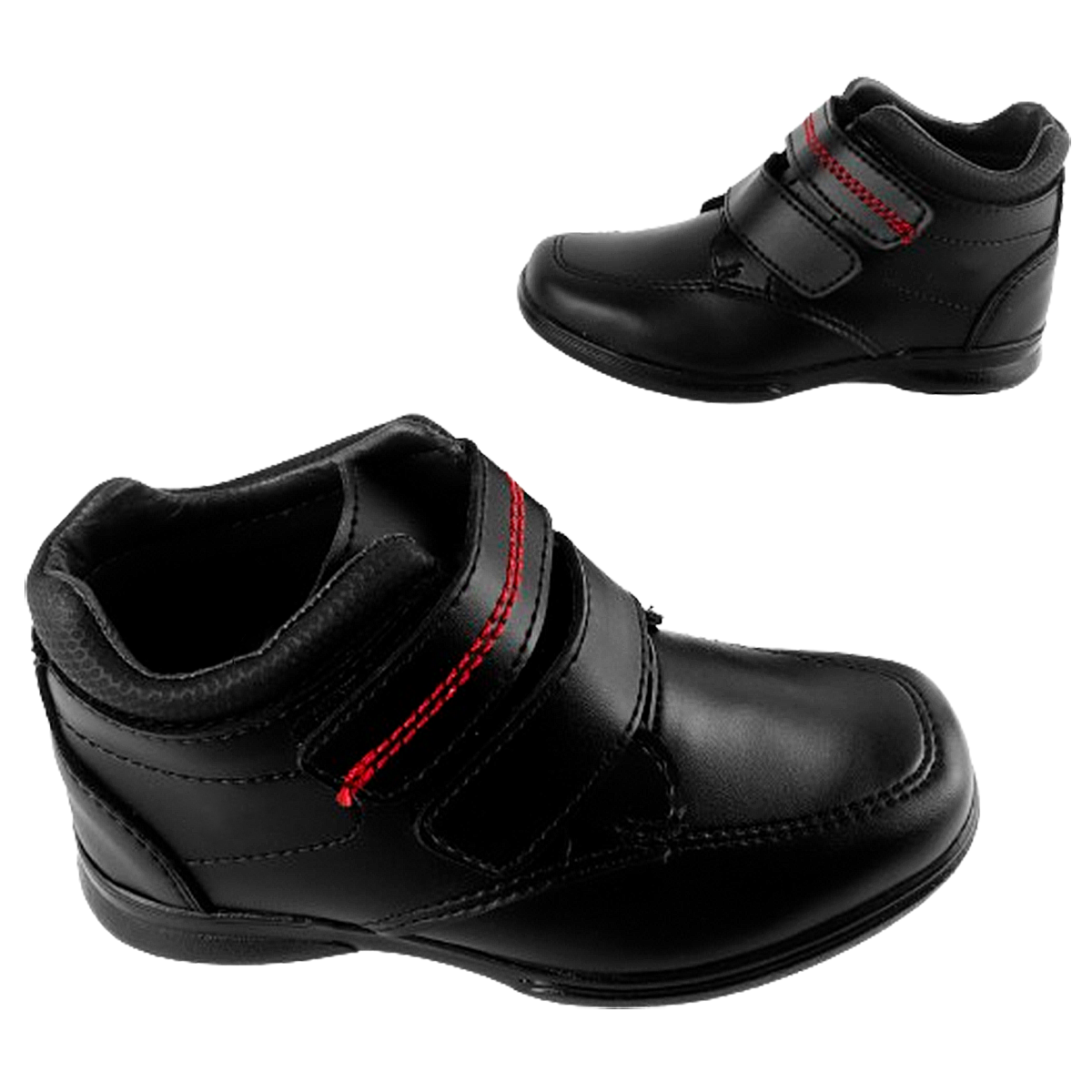 Zapato Bota Negro Niño Escolar Cosido Arco Ortopédico Cómodo 4607-n
