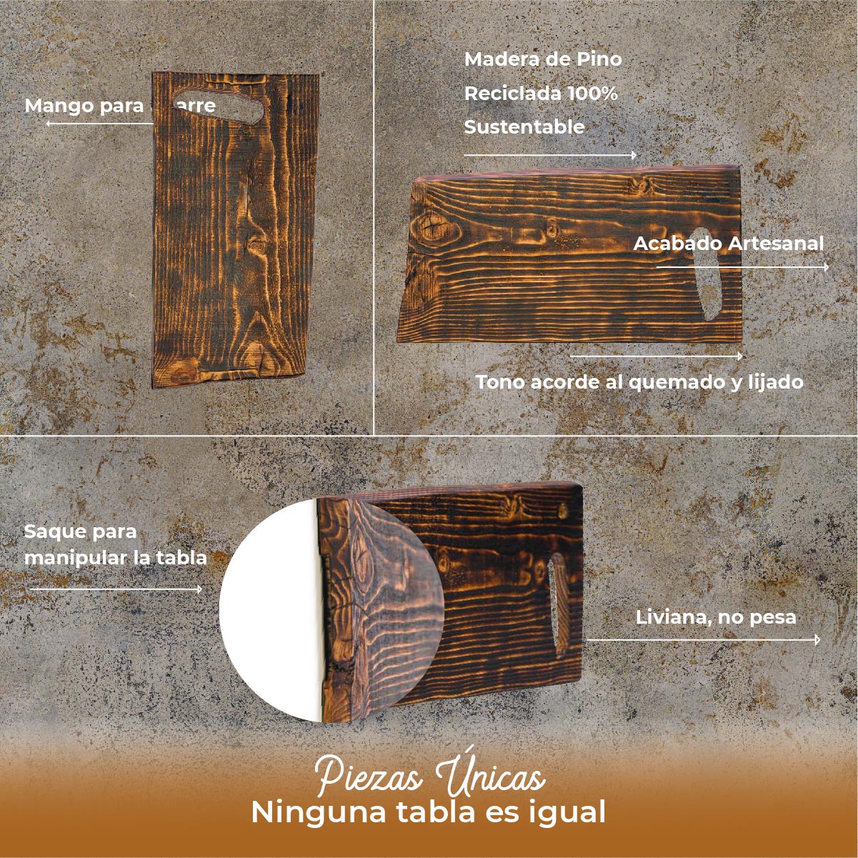 Tabla para picar de madera (pino) rectangular I tabla de quesos y charcuteria I tabla de decoración y corte para carne asados I hecho 100% a mano I LIVE V: 54 x 28 x 2.5.