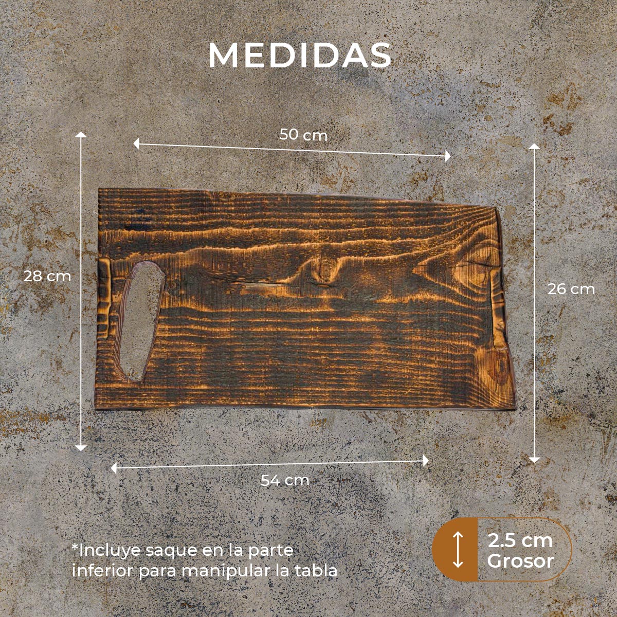 Tabla para picar de madera (pino) rectangular I tabla de quesos y charcuteria I tabla de decoración y corte para carne asados I hecho 100% a mano I LIVE V: 54 x 28 x 2.5.