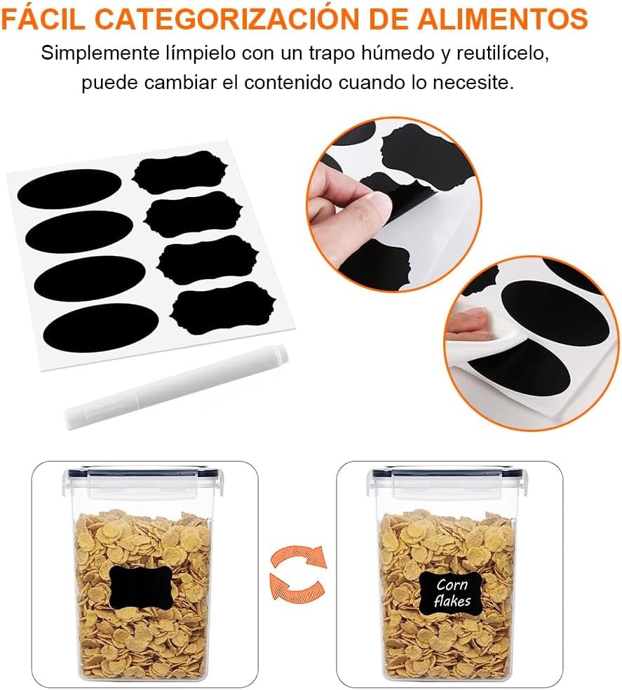 Juego de 8 recipientes herméticos, MDFitness ,Organizadores de cocina, Recipientes herméticos para almacenar, Contenedores para alimentos, Contenedores organizadores, Organizador alacena, Kitchen