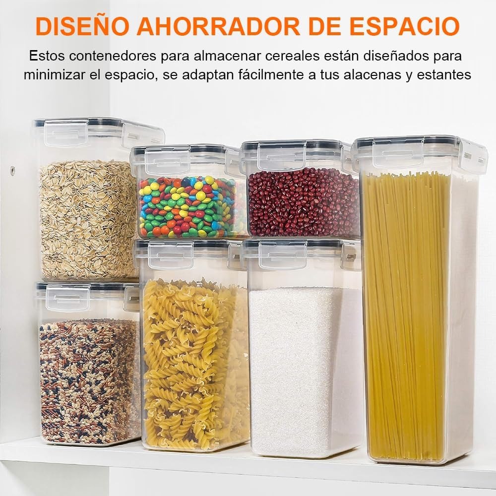 Juego de 8 recipientes herméticos, MDFitness ,Organizadores de cocina, Recipientes herméticos para almacenar, Contenedores para alimentos, Contenedores organizadores, Organizador alacena, Kitchen