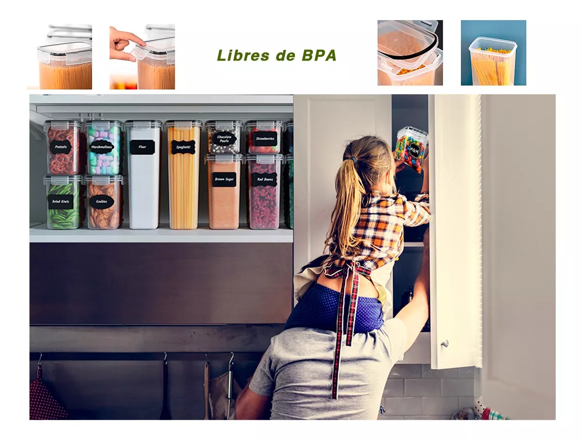 Juego de 24 recipientes herméticos, MDFitness, Organizadores de cocina, Recipientes herméticos para almacenar, Contenedores para alimentos, Contenedores organizadores, Organizador alacena, Kitchen