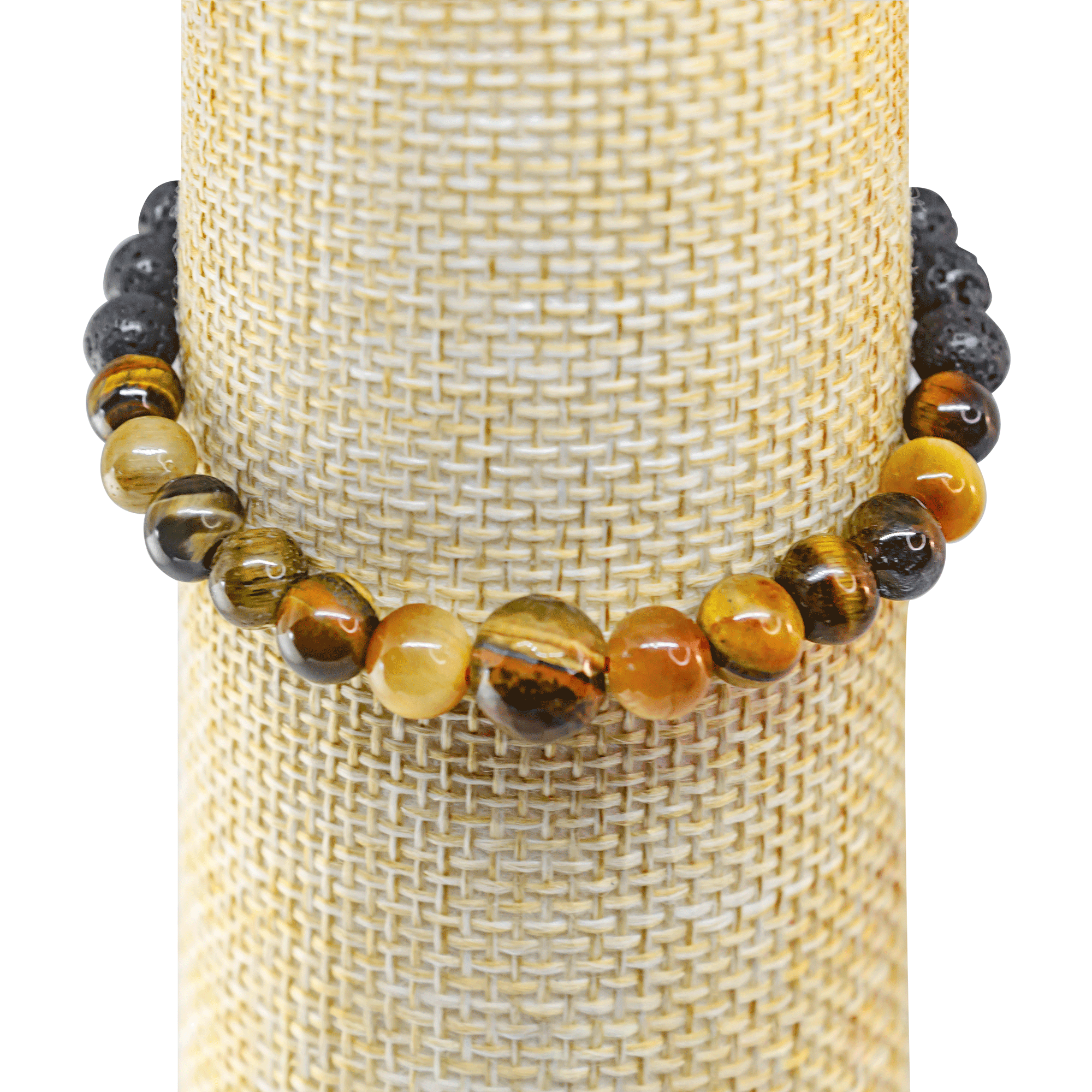 Pulsera mujer Ojo de Tigre y Piedra volcánica.