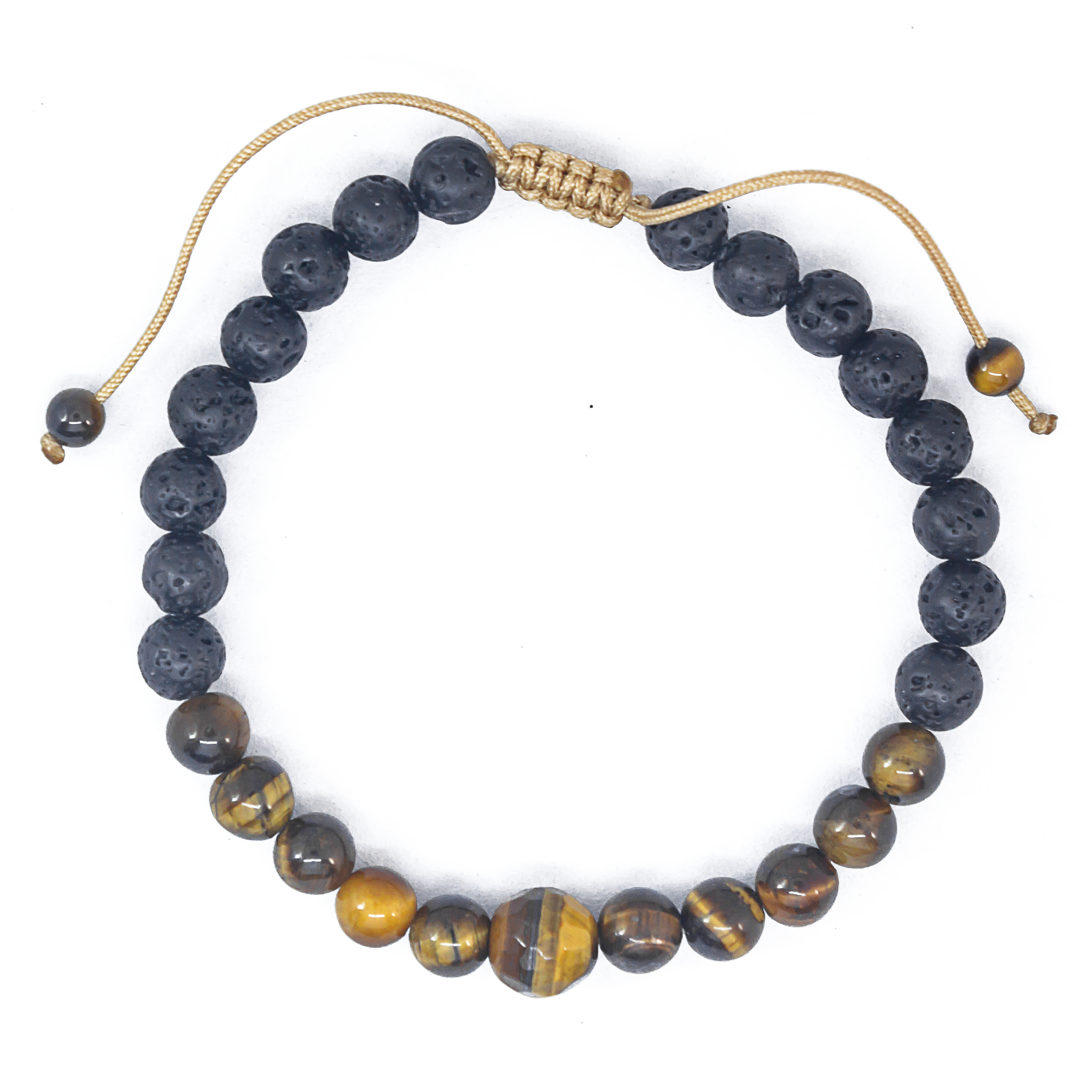 Pulsera mujer Ojo de Tigre y Piedra volcánica.