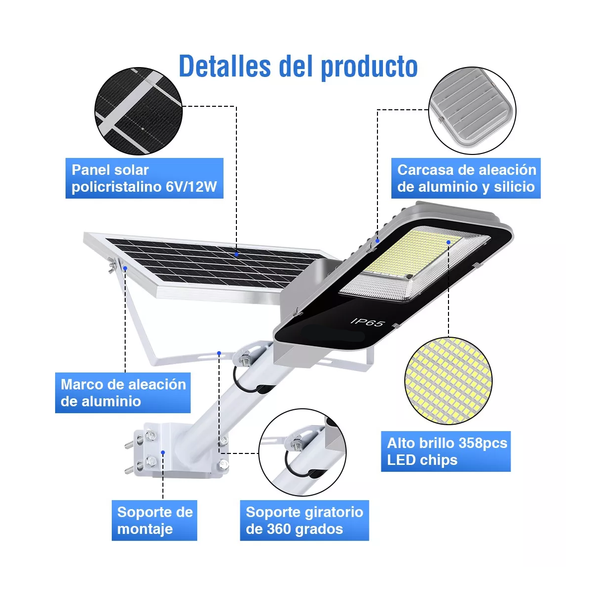 Lampara Led Solar Exterior Pared Sensor Remoto