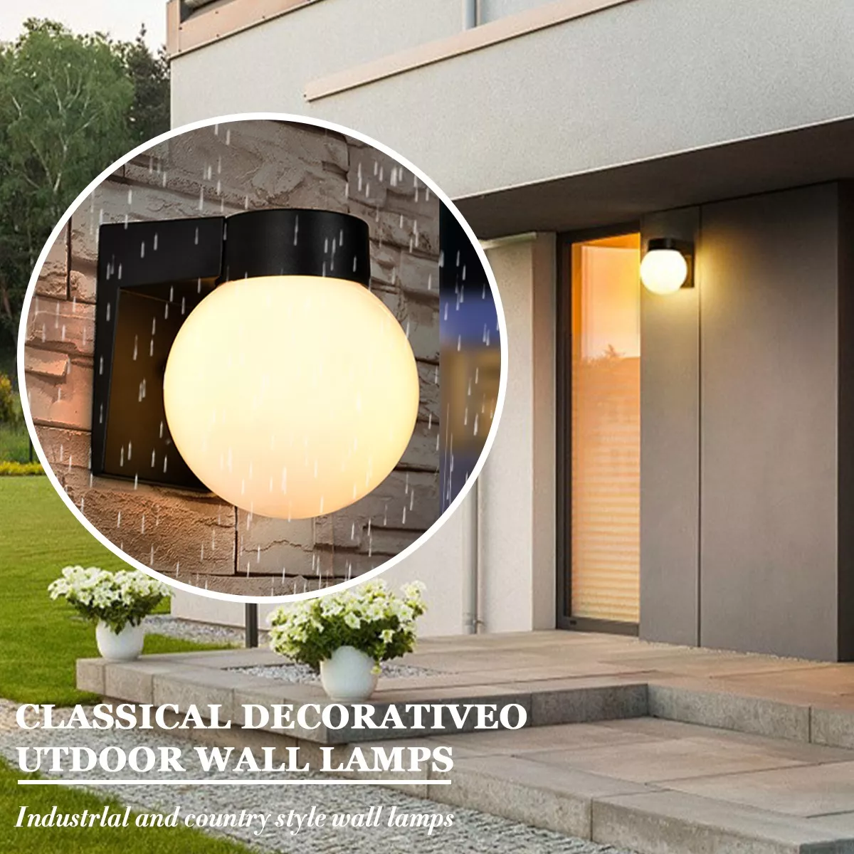 Lampara Pared Arbotante Tipo Globo Para Exterior/interior