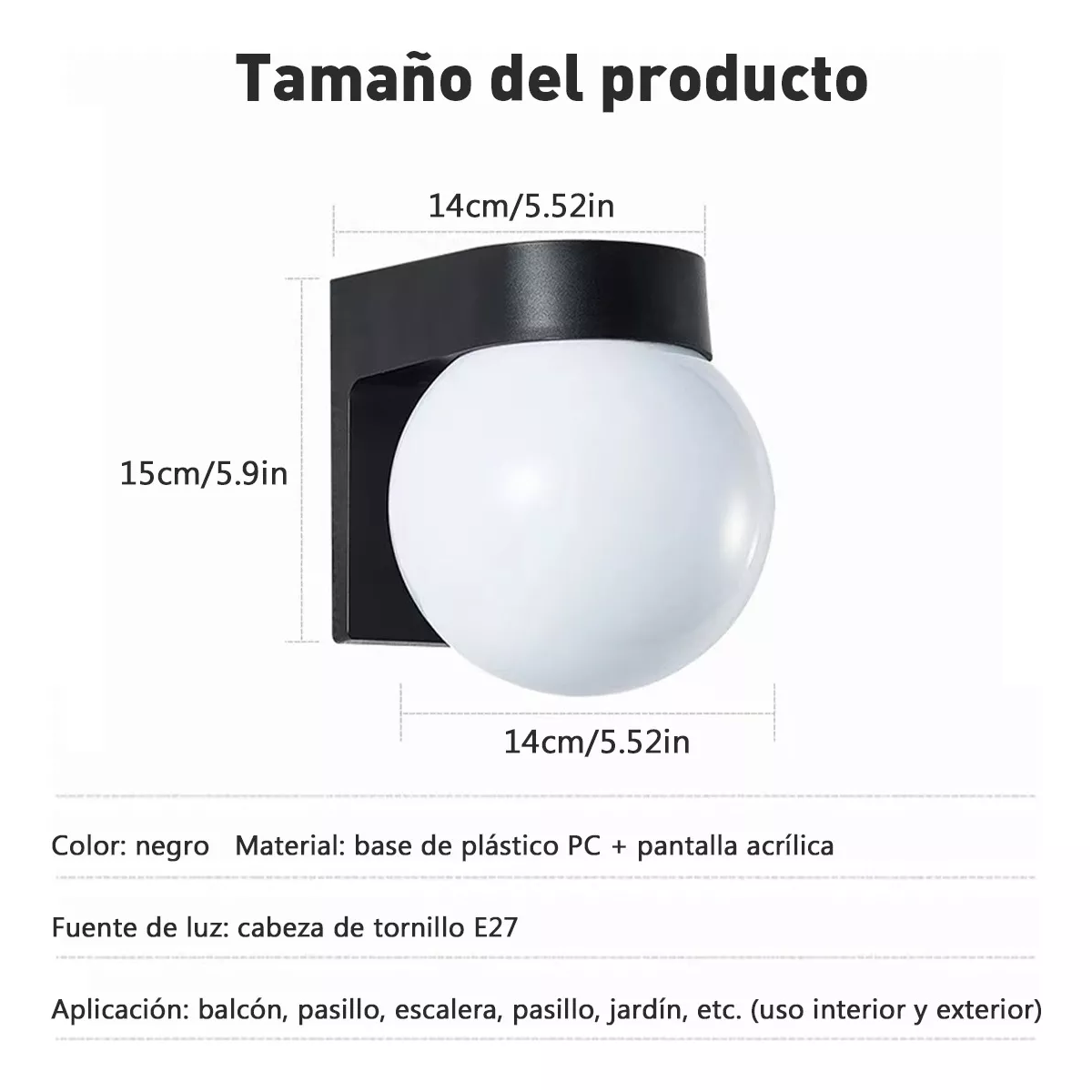 Lampara Pared Arbotante Tipo Globo Para Exterior/interior