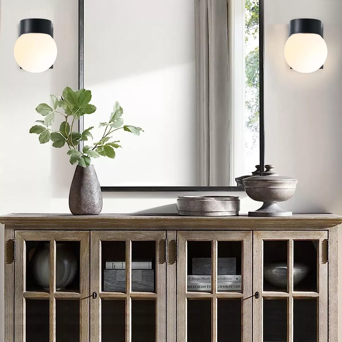 Par Lampara De Pared Exterior/interior Arbotante Tipo Globo 2pcs