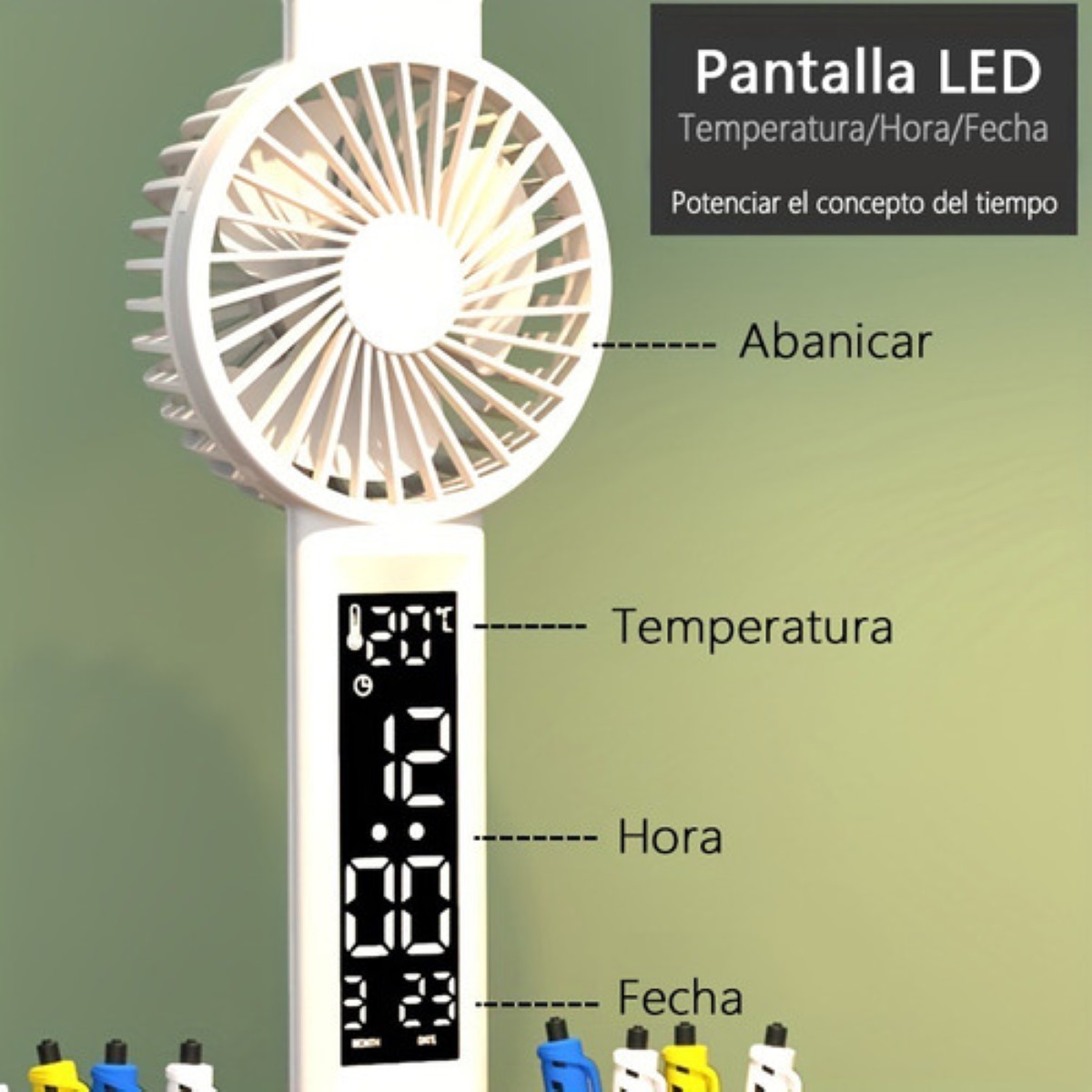 Lámpara De Escritorio, Ventilador, Indicador De Temperatura Blanco