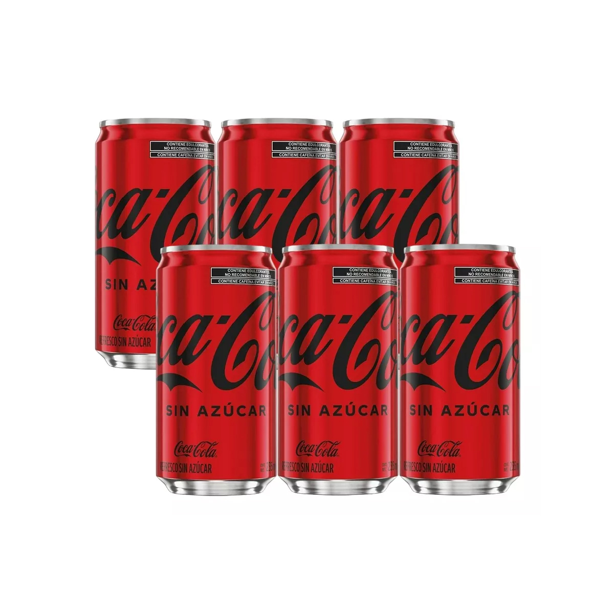 Refresco Coca Cola Sin Azúcar Mini Latas 6 Pzs de 235 ml c/u