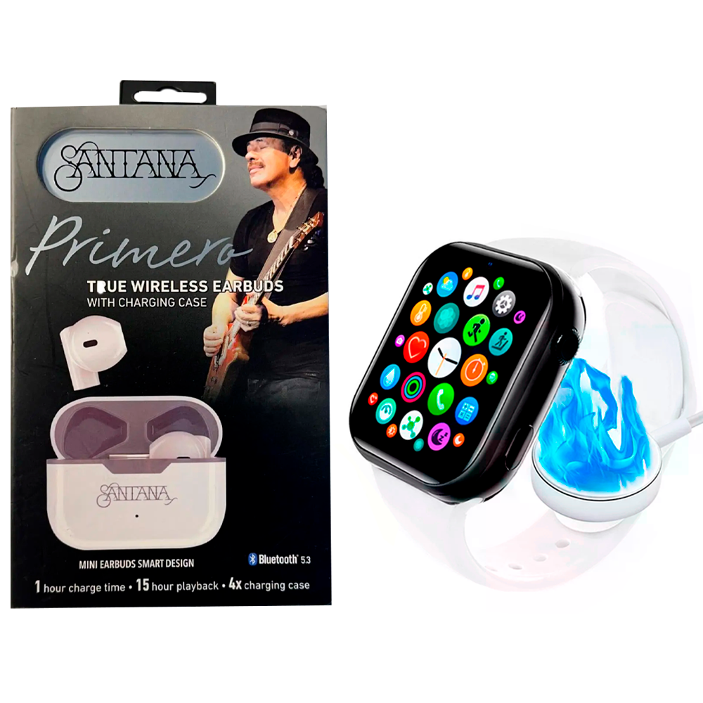 Reloj Inteligente Smartwatch  Bluetooth T800 Blanco Smart Watch Mas Audifonos Inalámbricos Manos Libres Con Bluetooth Diseño elegante Carlos Santana.