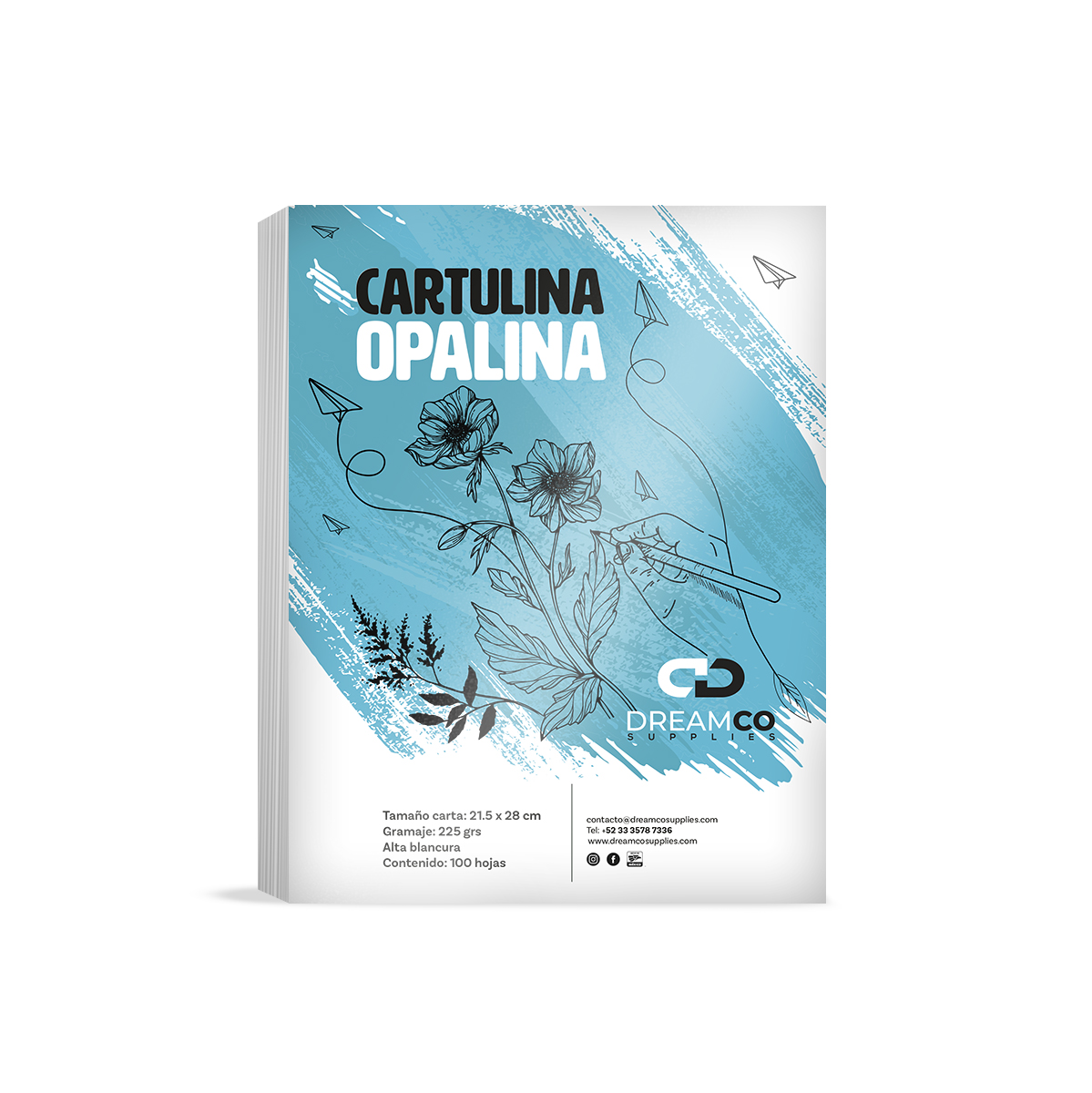 Cartulina Opalina T/carta 225grs Paquete 100 Piezas 95% Blancura