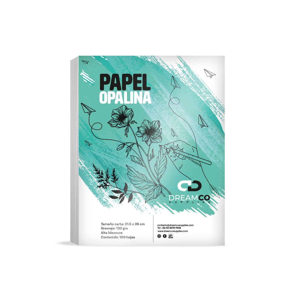 Papel Opalina T/carta 120grs Paquete 100 Hojas. 95% Blancura