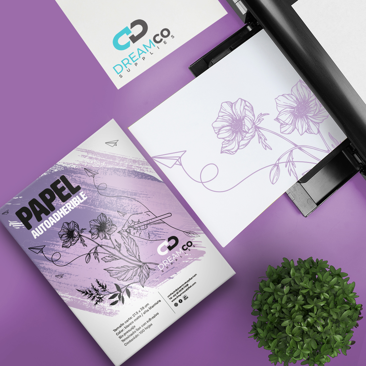 Papel Adhesivo Autoadherible Mate Tamaño Carta 100 hojas