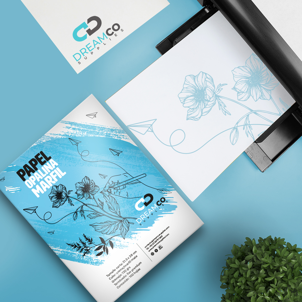 Papel Opalina Marfil Premium Carta 120grs Paquete 100 Hojas