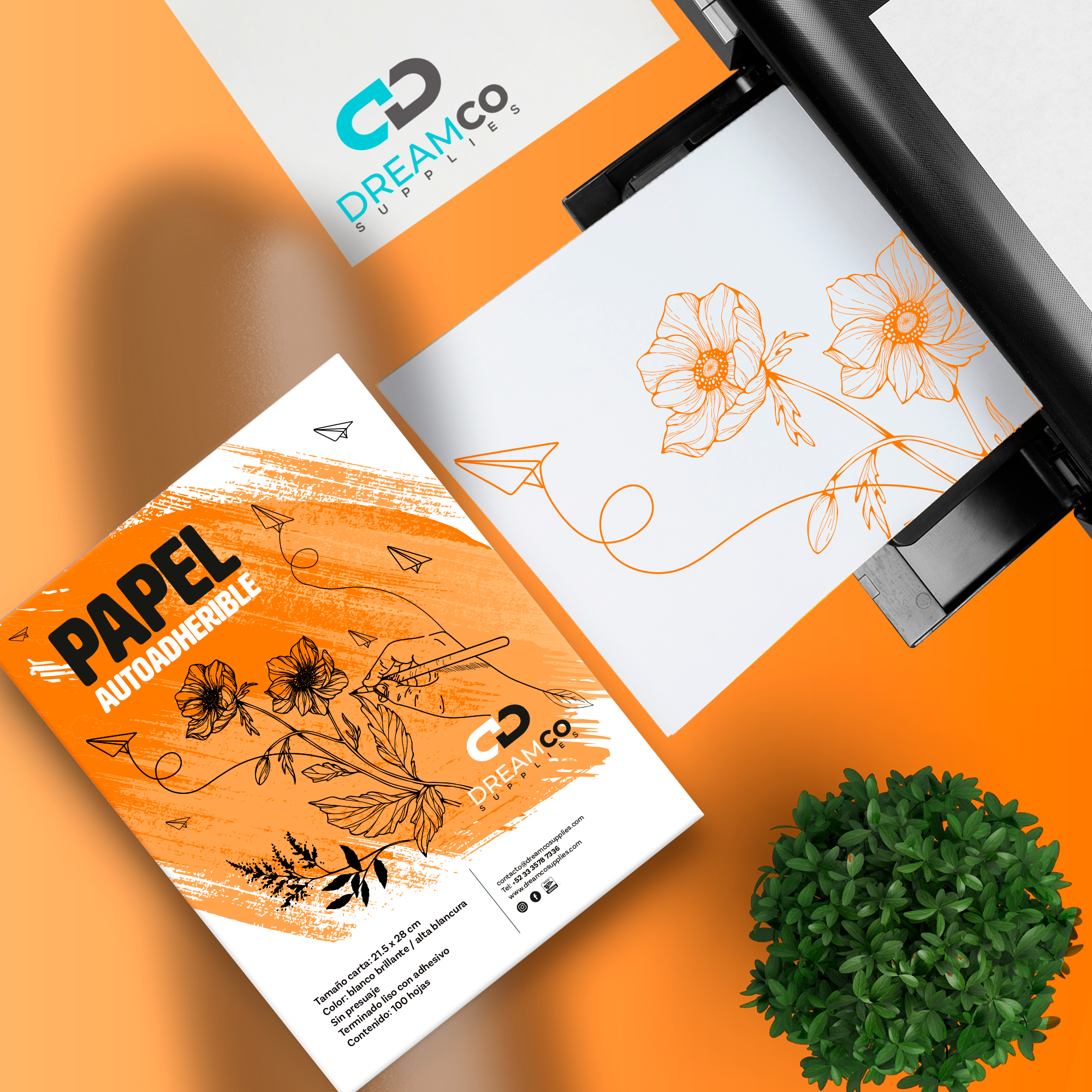 Papel Adhesivo Autoadherible Brillante Tamaño Carta 100 hojas