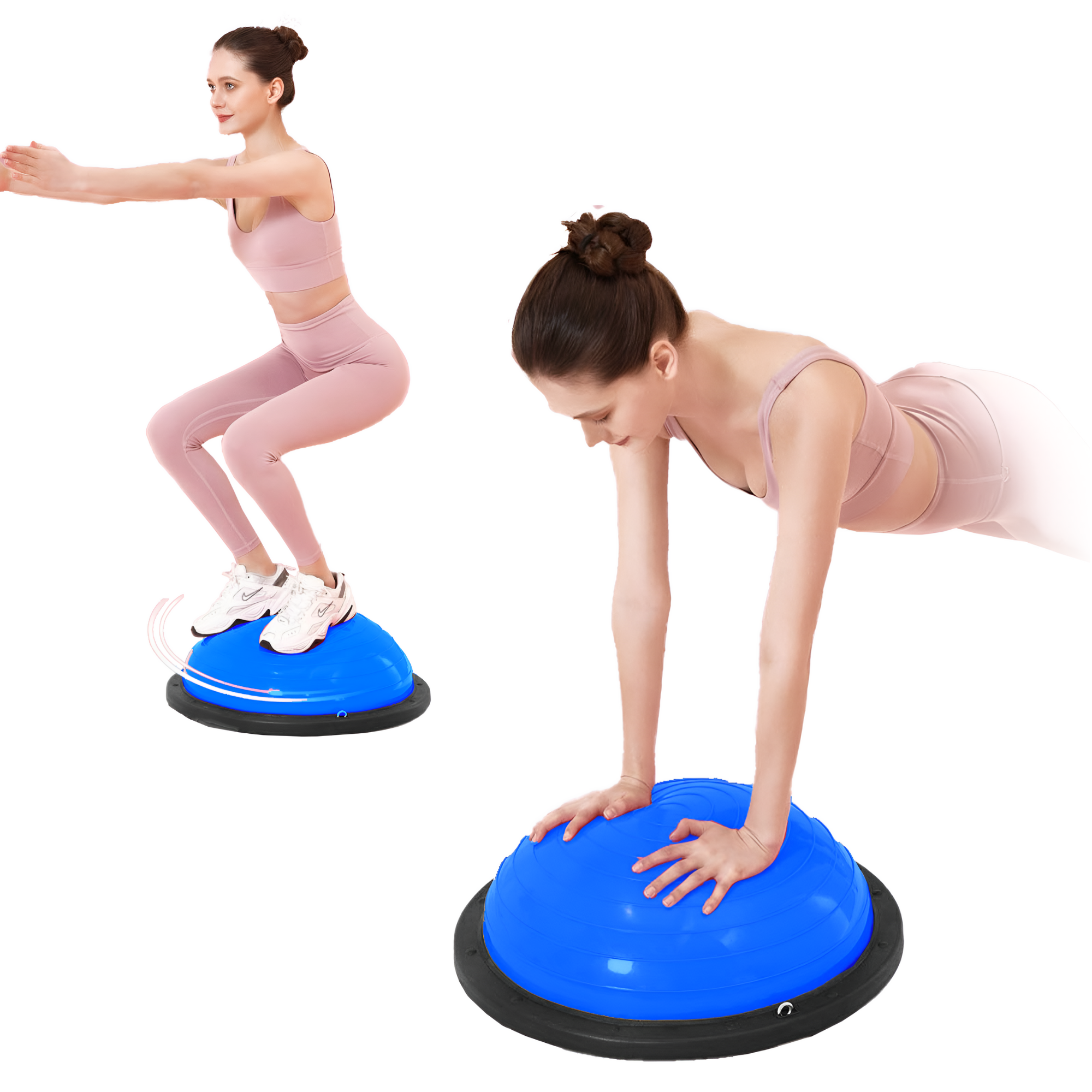 PELOTA PILATES YOGA EQUILIBRIO ECOMLAB CON LIGAS RESISTENCIA COLOR AZUL.