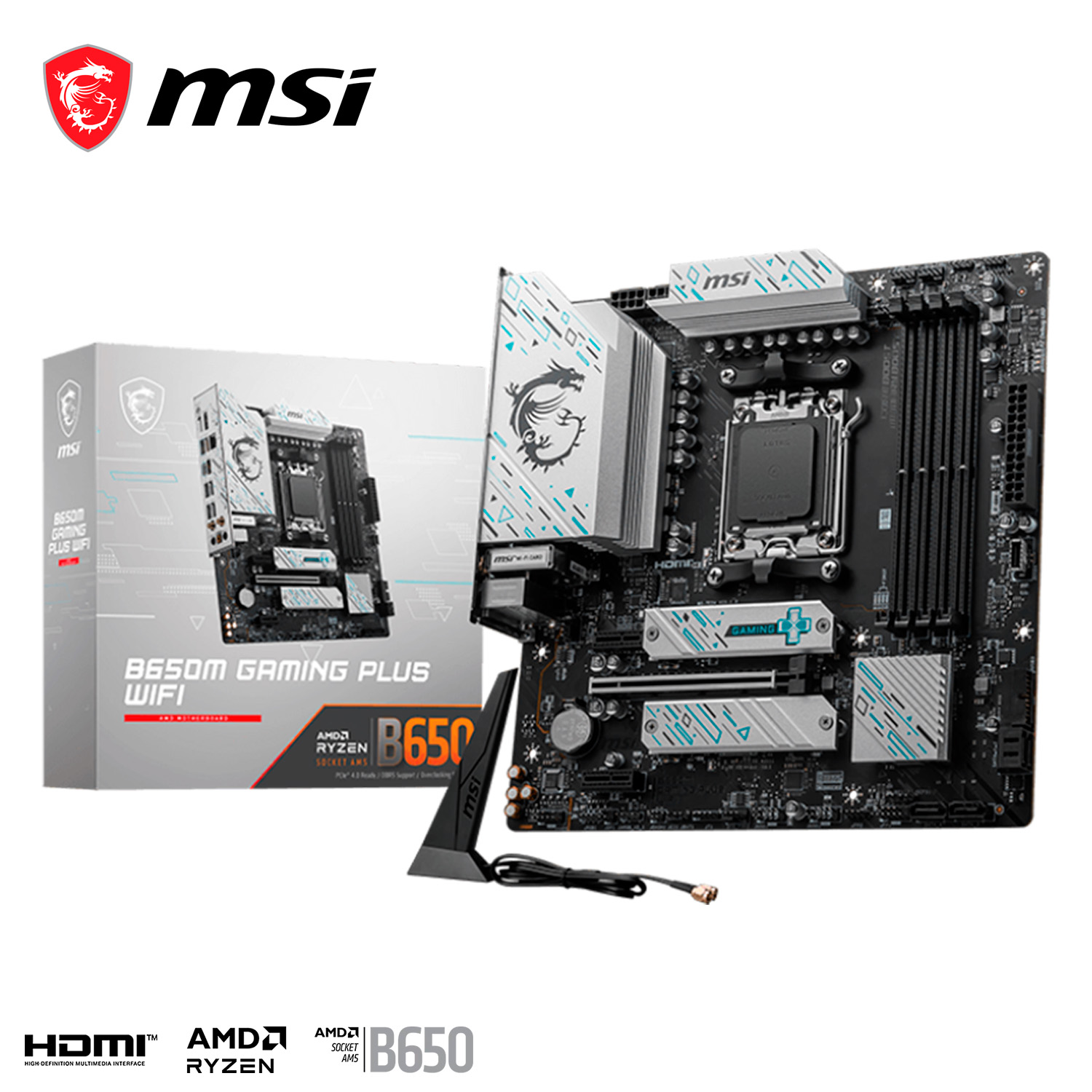 Tarjeta Madre MSI B650M Gaming Plus Wifi Micro-ATX S-Am5 256Gb Hdmi Dp.