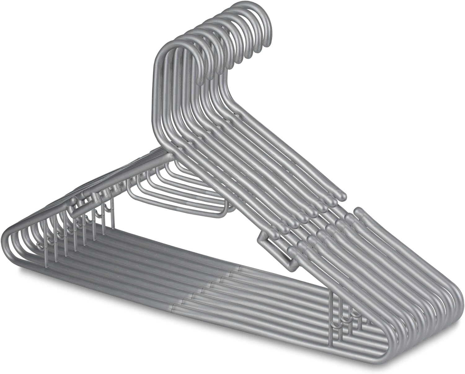 Atmos Homeware Ganchos para Ropa | 20 Ganchos de Plástico Premium para Colgar Ropa | Gruesos, Resistentes y Duraderos | Paquete de 20 Perchas Color Plata