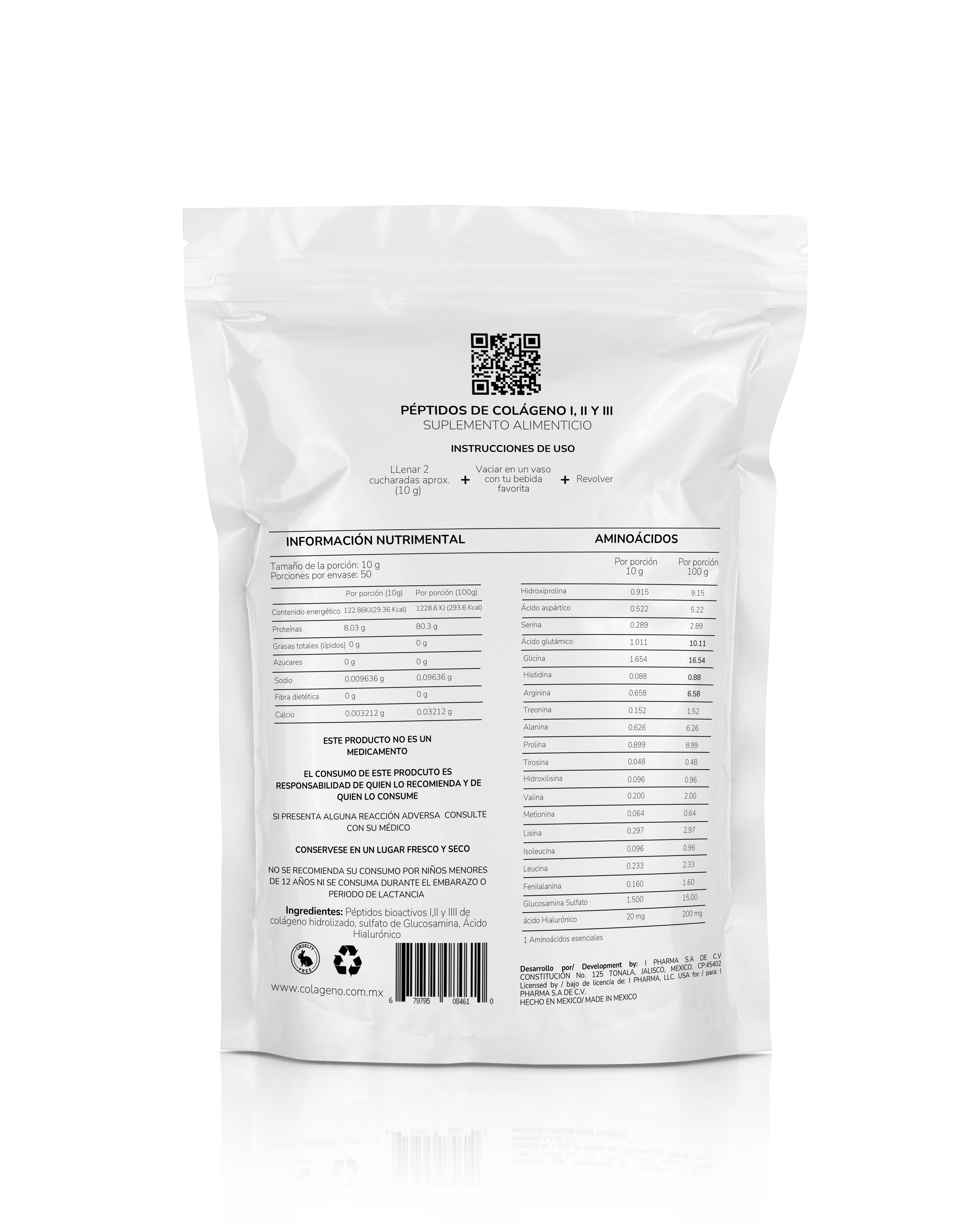 Polvo de Colágeno con Péptidos bioactivos I,II y IIII + Ácido Hialurónico + Glucosamina con Vitaminas