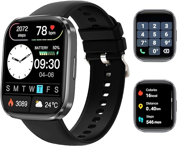 Lostrain Reloj Inteligente Hombre y Mujer,Smartwatch Deportivo 1.96" HD Pantalla táctil con Llamada Bluetooth,Pulsera Inteligente Impermeable IP68 Monitor De Frecuencia Cardíaca/SPO2/Presión Arterial